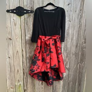 R&K Red and Black floral high low dress size 6